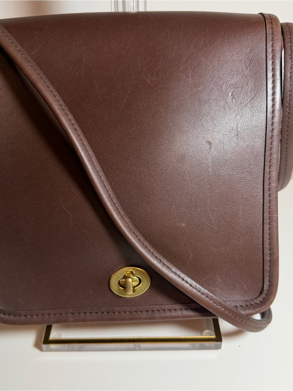 Vintage Coach Compact Pouch Bag 9620 Classic Brown Leather Shoulder Bag